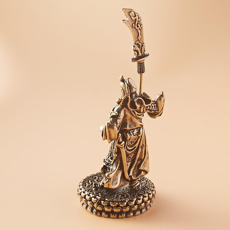 Ciets misiņš Guan Gong tējas mājdzīvnieks - Bagātības dievs Ķīniešu dekorācija ornaments