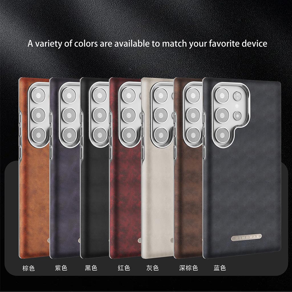 Premium Faux Leather Magnetic Case For for Samsung Galaxy S25 Ultra S24+ Plus Retro Cover Matte Electroplated Frame Shockproof