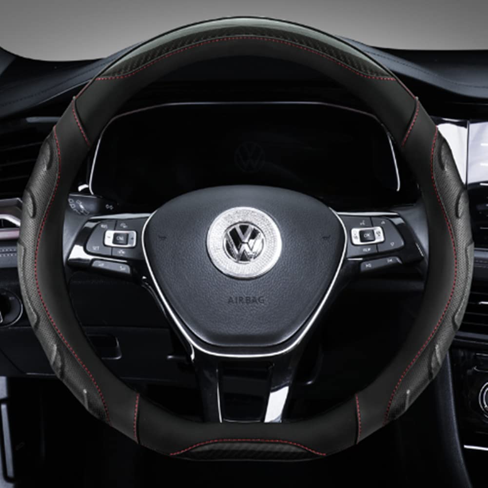 

TATACLEA Carbon Fiber Car Steering Wheel Cover, Round Steering Wheel Cover, 38cm, Comfortable, Stylish, Durable, Non-Slip, Sweat-Proof, Black