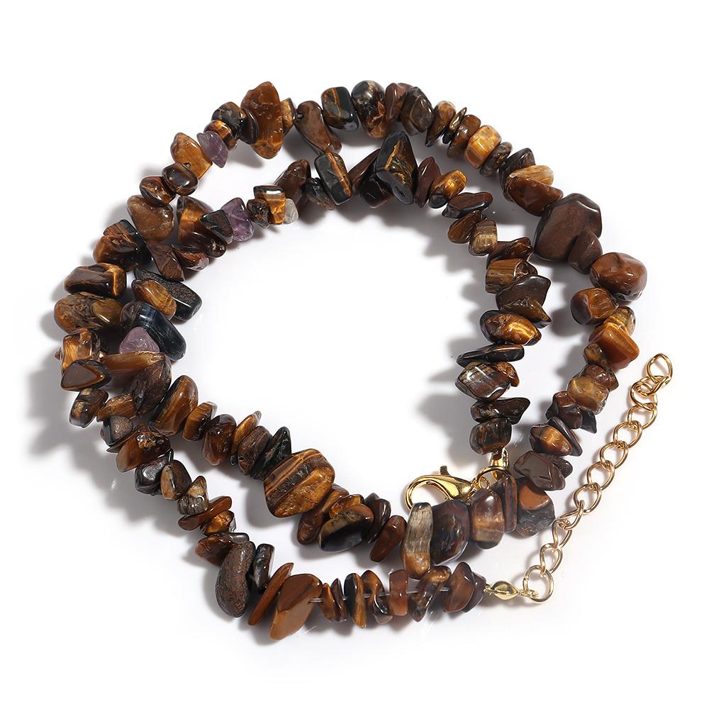 1 Strand 43cm Irregular Gravel Bead Choker Necklace Natural Stone Crystal Necklace Lobster Clasp Chain For Women Jewelry Gift
