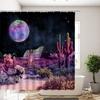 Cactus Shower Curtain,Western Nature Wild West Nature Sunset In Sonoran Desert Near Phoenix Fabric Saguaro Bathroom Curtain Sets