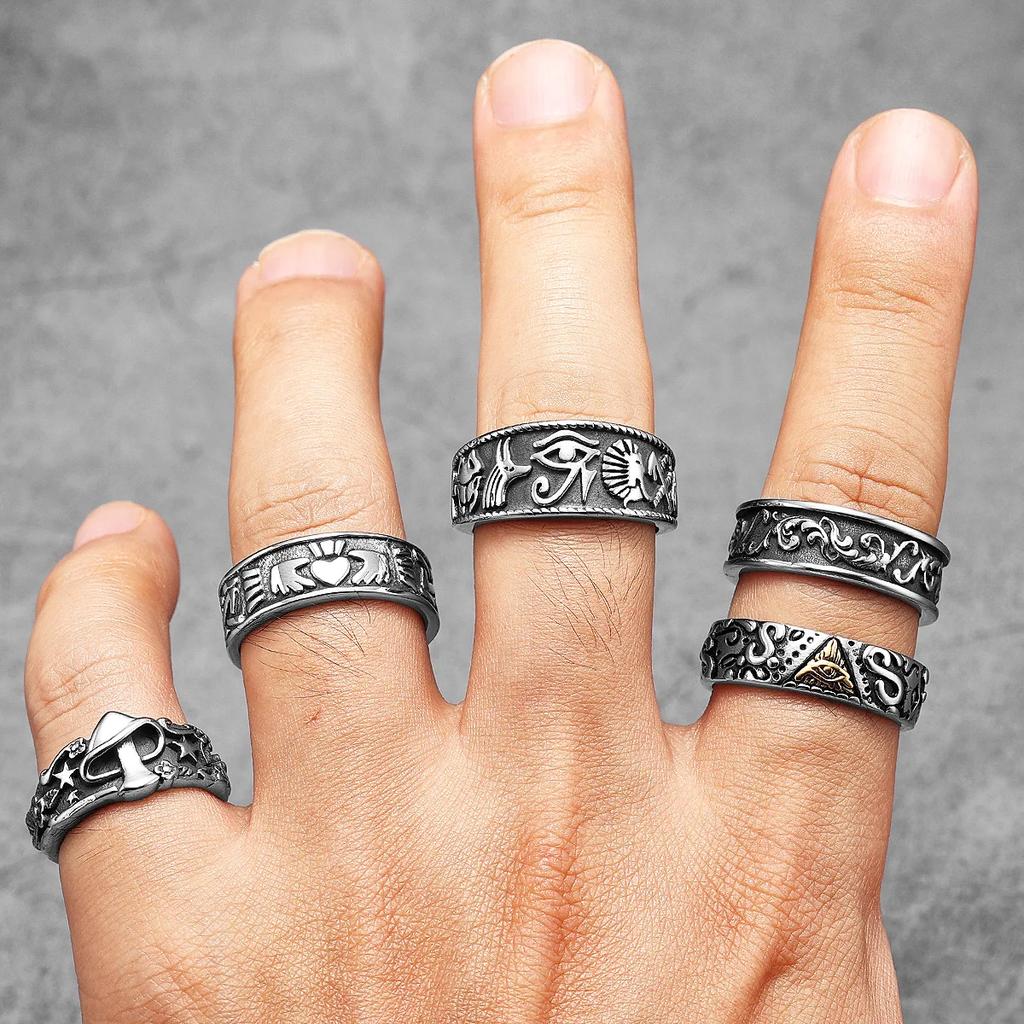 Aesthetic Flower Wreath Men Rings Stainless Steel Retro Punk Gothic NeW Rock Women Jewelry Fashion Accessories Gift