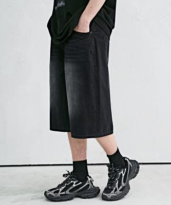 AVANDRESS Dyed Bermuda Denim Pants Black