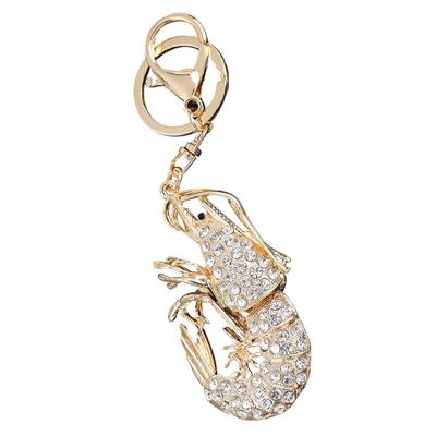 Yardwe [ ] Crayfish Keychain Wristlet Crab Keychain Bracelet Car Number Shoulder Bag Tote Bag Luc Alloy Key Pendant Rhinestone Inlaid White