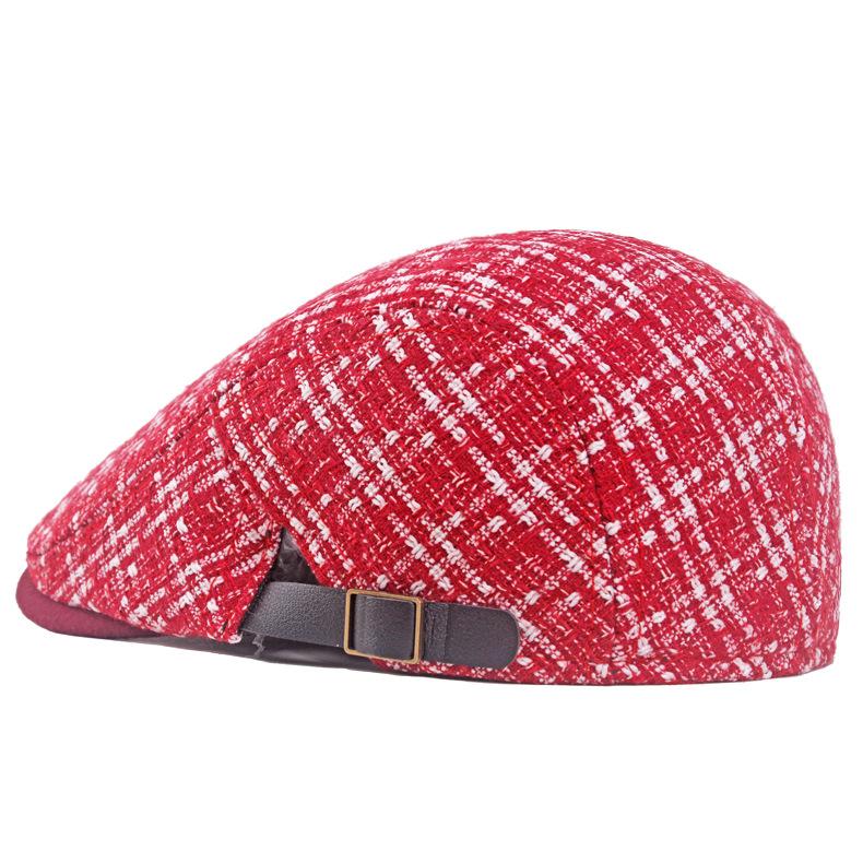 Frauen Hut Herbst Winter Warme Gestrickte Wolle Baskenmütze Vorwärts Kappe männer Plaid Kappe Newsboy Hut