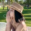 Sun Hats UV Protection Caps Korean Flat Caps Travel Sun Hats Women Straw Hats British Beach Caps Summer Sunscreen Hats Letter M