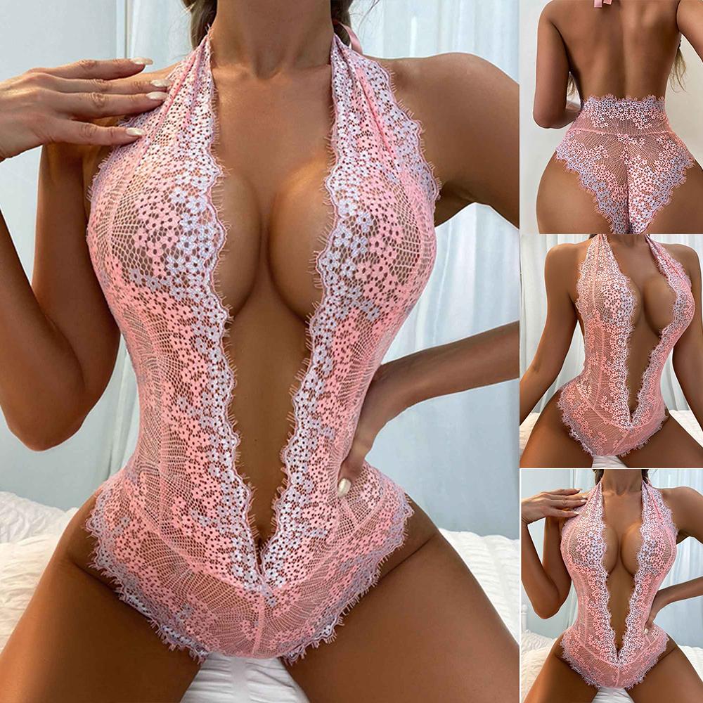 

Женщины Сексуальные кружева Halter Нижнее белье Babydoll Боди Костюм Купальник Ночная одежда Пижама