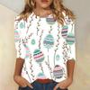 Round Neck 3D Rabbit Festival Printed Top Fashionable Casual Long Sleeved Women's T-shirts