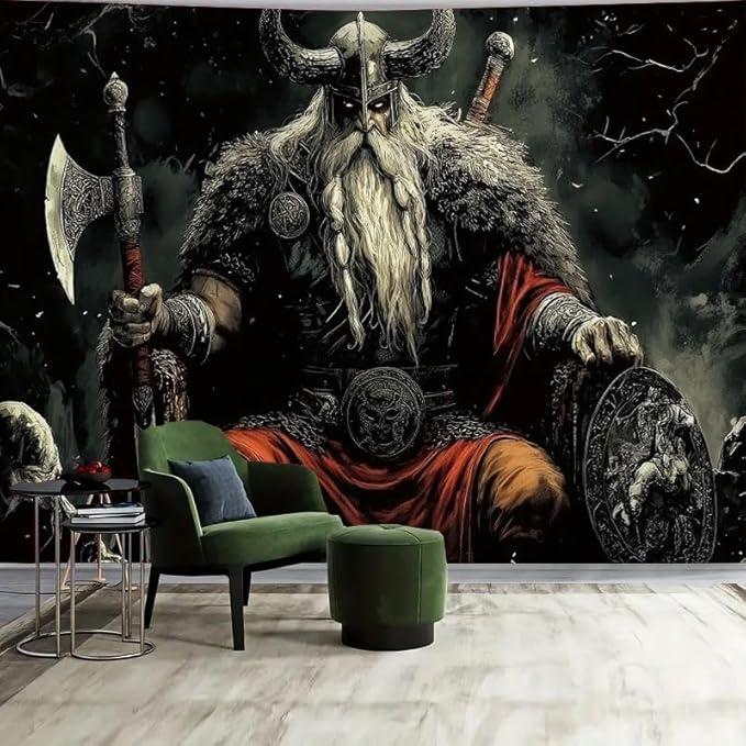 Tapestry Norwegian Viking Warrior Odin 75x100