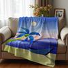 Pastel Tropical Hibiscus Floral Cartoon Anime Print Flannel Blanket Soft Warm Throw for Kids Bedroom Sofa Christmas Office Car