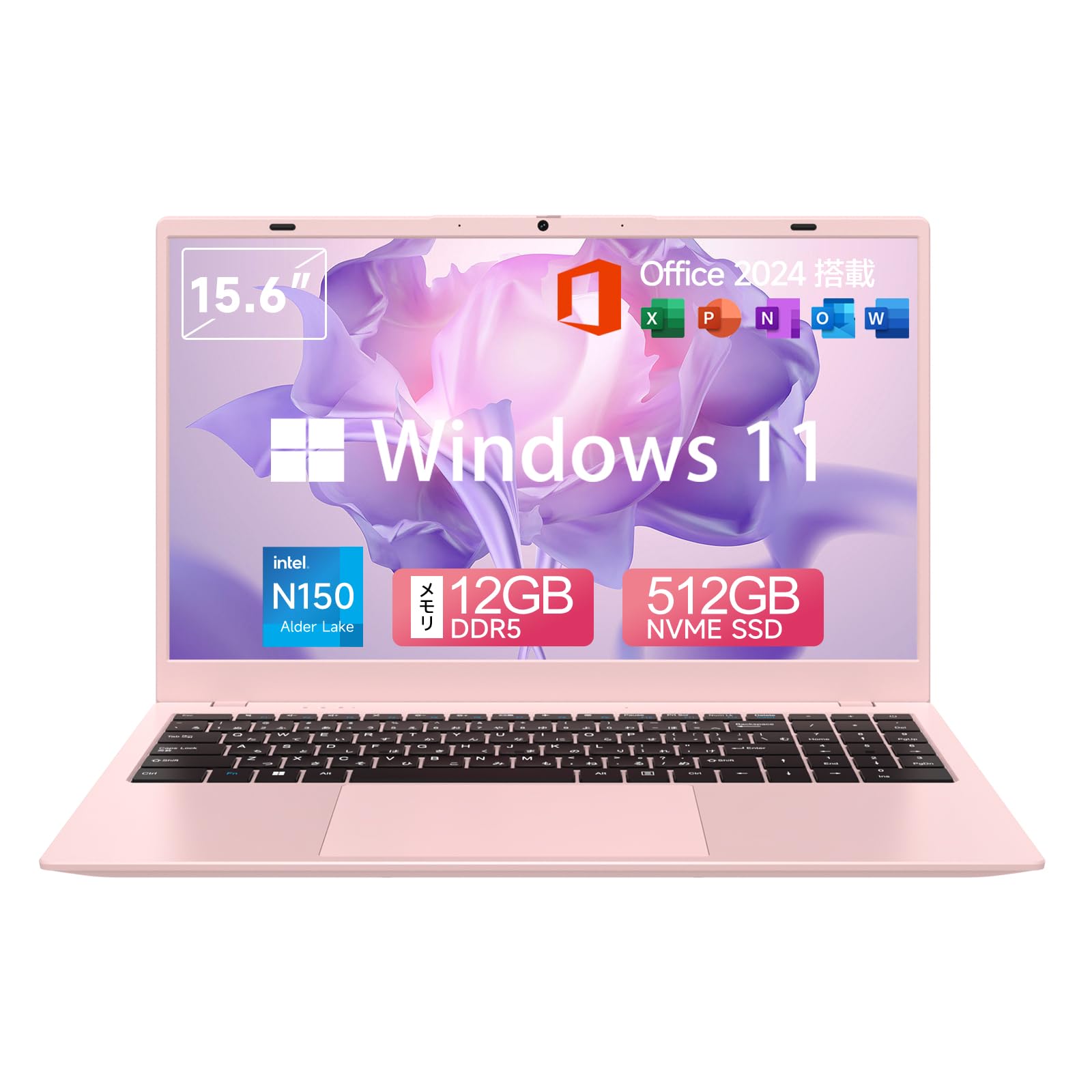

N150 Slim Laptop with Office Windows 11 4C4T DDR5 12GB RAM 512GB NVMe 2280 Expandable up to Lightweight and Bluetooth Support 15.6-inch 2024, Pro, +
