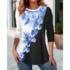 Spring and Autumn Round Neck 3D Color Block Floral Printed Top Fashionable Casual Long Sleeved Women's T-shirts