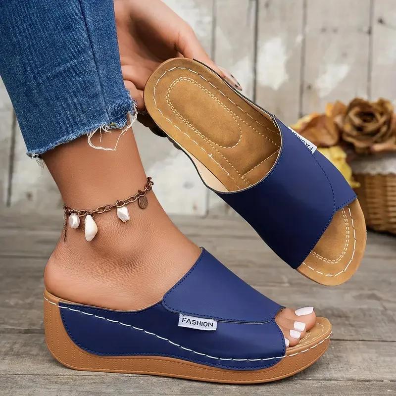 Fashion 2025 Women Slippers Footwear Casual Summer Anti-slip Women Shoes Comfortable Luxury Slippers Heeled Wedges Sandals Slides Women
