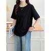 Fashionable Irregular Cotton Large Size Women's T-Shirt Short Sleeve New Slim Loose Fashionable Round Neck