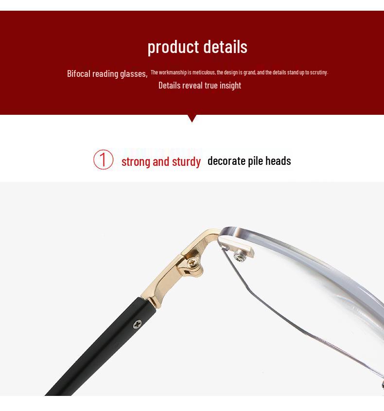 Rimless Photochromic Multifocal Reading Glasses for Near & Far with Smart Zoom
