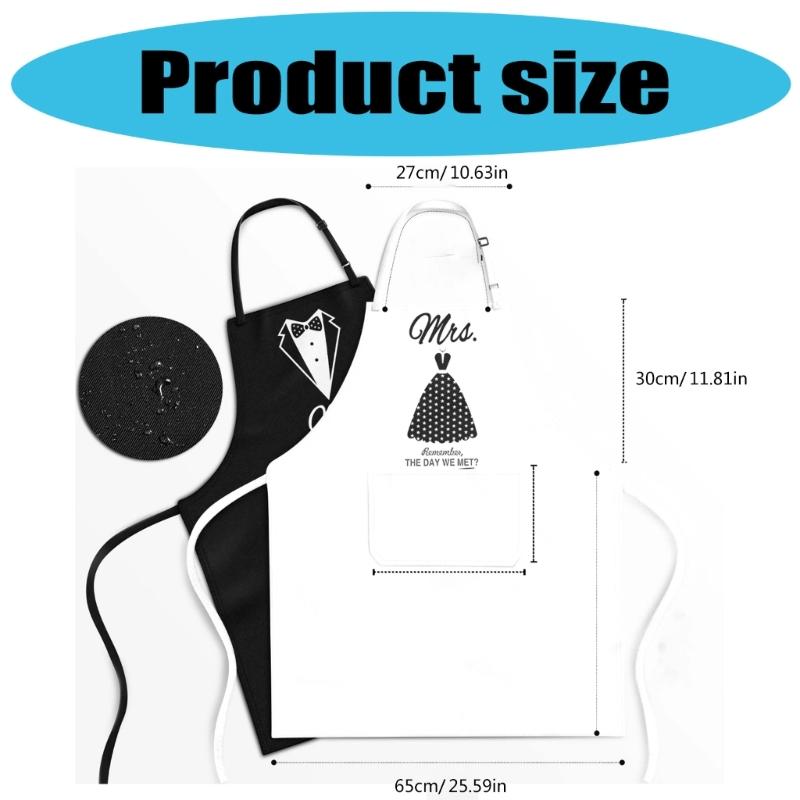 Couples Apron Set Lovely Pattern Adjustable Ties Resistant Kitchen Wear Wedding Anniversary Gift Set Apron with Gloves