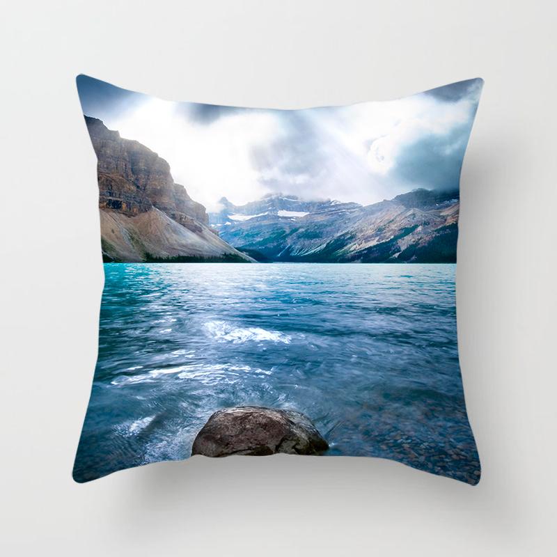Natural Landscape Printing Pillowcase Sofa Car Decoration Office Seat Cushion Cover Room Bedside Home Decoration 45x45cm