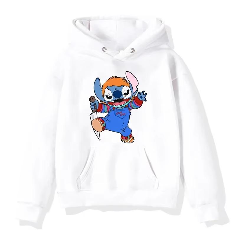 Halloween Stitch Pattern Hoodies Cute Cartoon Disney Sweatshirts Pocket Clothing Daily Men Hoodies Autumn Winter Pullover Tops
