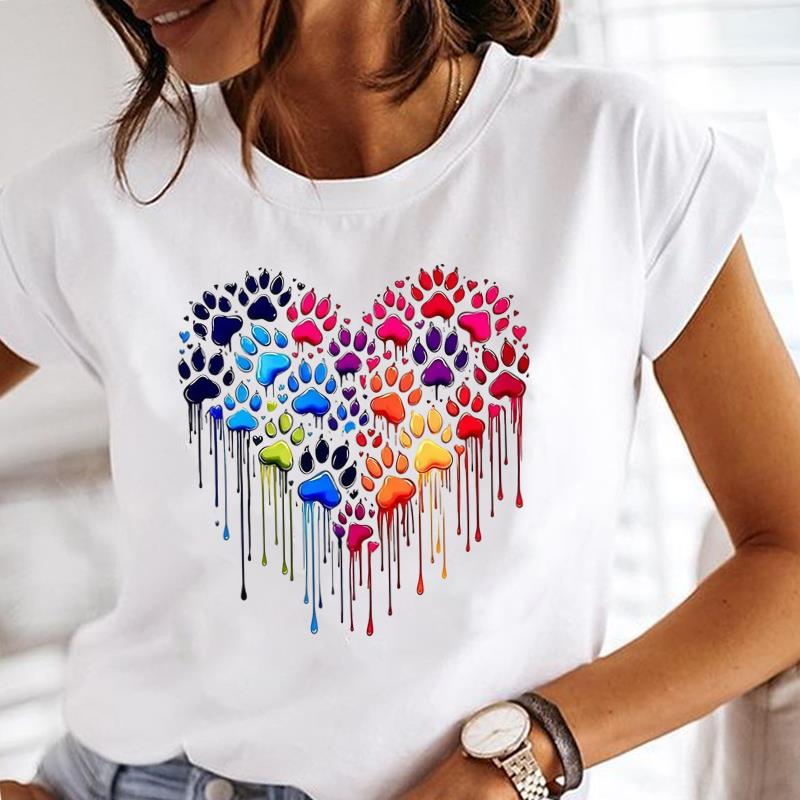 (Asian Size) Women Lady Female Top Printed Tee Summer Clothing Flower Sweet Trend Casual T Shirt Fashion Graphic Short Sleeve T-shirts