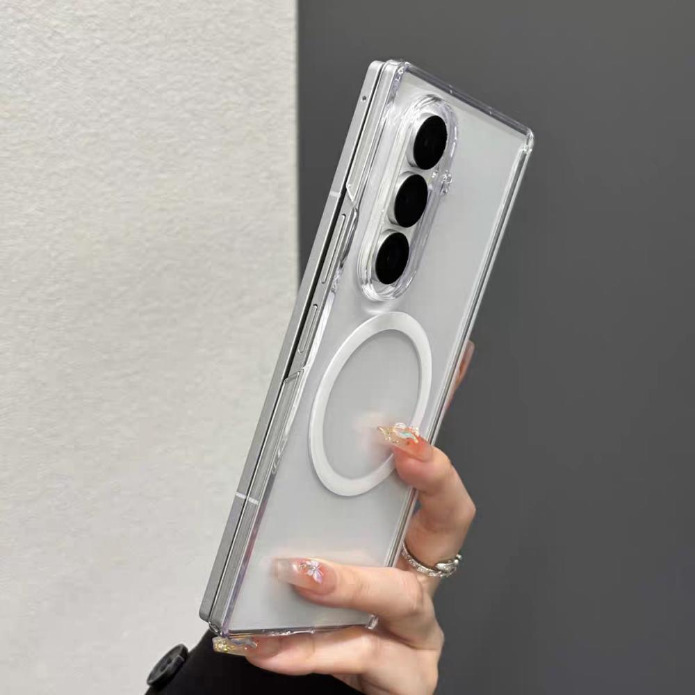 Transparent Magnetic for Magsafe Case for Samsung Galaxy Z Fold 7 6 5 4 Wireless Charge Acrylic Clear Hinge Phone Cover