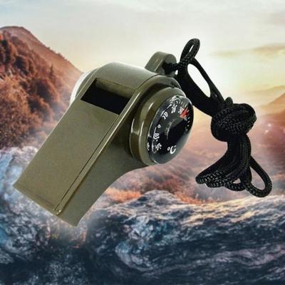 Silbato Multifuncional 3 En 1 Brújula Termómetro Herramienta de Emergencia para Acampada Senderismo al Aire Libre 1 pieza