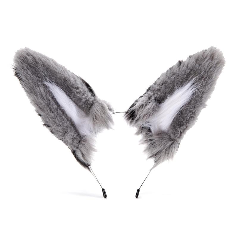 A52E Wolf Ear Accessories Faux Hair Ears Hairband Furry Headbands for Halloween Party and Costume Event