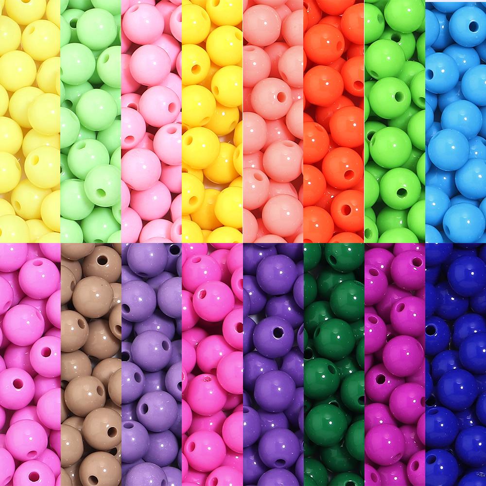 6/8/10/12/14/16/18/20mm Candy Colorful Spacer Beads Round Loose Acrylic Beads For DIY Bracelet Necklace Jewelry Making Wholesale