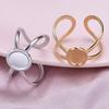 Fashion DIY Drip Oil Rhinestone Round Oval Water Droplets Blank Settings Open Adjustable Stainless Steel Ring For Women Men Gift