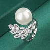 New Product Explosion Exquisite Temperament Pearl Index Finger Ring Women's White Yellow Gray Bead Inlaid Pearl Ring