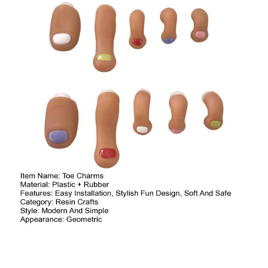 10Pcs Artificial Toes Set DIY 3D Toe Charms Shoes Decoration with Realistic Toe Shape Shoes Buckle Accessories for Party Festival