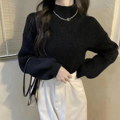 Warm Rollkragen Weichen Pullover Solide Laterne Hülse Grundlegende Pullover Pullover Casual Pullover Für Frauen 2023 Herbst Winter