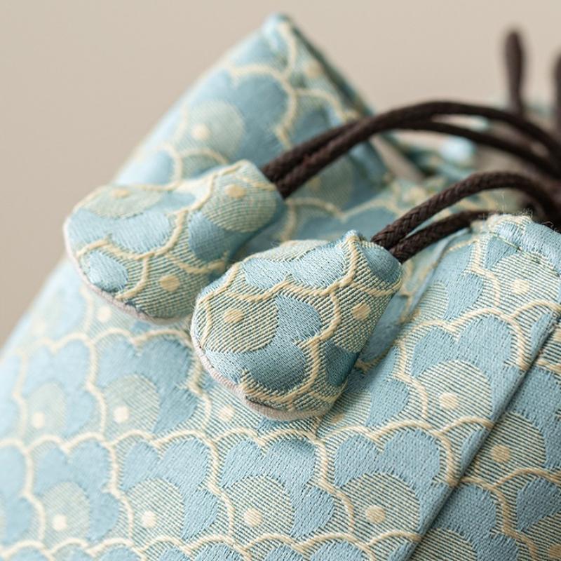 Tea Set Storage Bag Chinese Style Thickened Multi-Functional Teapot Cloth Pouch Protective Portable for Holiday Trips