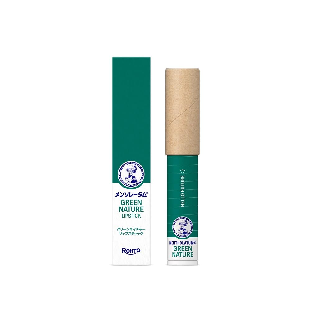 

Mentholatum Green Nature Moisturizing Lipstick for Chapped and Dry Paper Container Lipstick, 4.8g (Limited Edition) Lips, Ethical, Eco-Friendly,