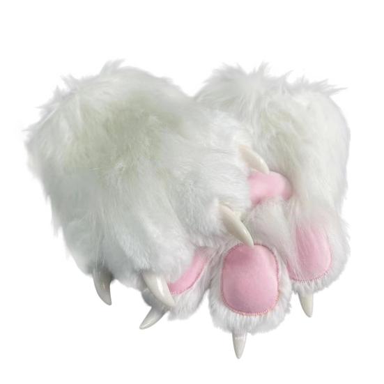 Furry Cat Paw Gloves Plush Animal Paw Mitts Cat Claw Mittens Fluffy Cosplay Gloves for Costume Party Accessories