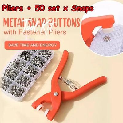 Metal Snaps Buttons with Thickened Snap Fastener Pliers Tool Kit Stainless Steel Sewing Buttons Set for Jeans Clothing Diy Handcrafts