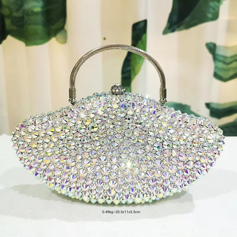 

Luxury Blue Full Rhinestone Crystal Handbags New Style Women Diamond Bags Designer Party Prom Clutches Lady Chain Dinner Purses 18cmX10cmX7cm