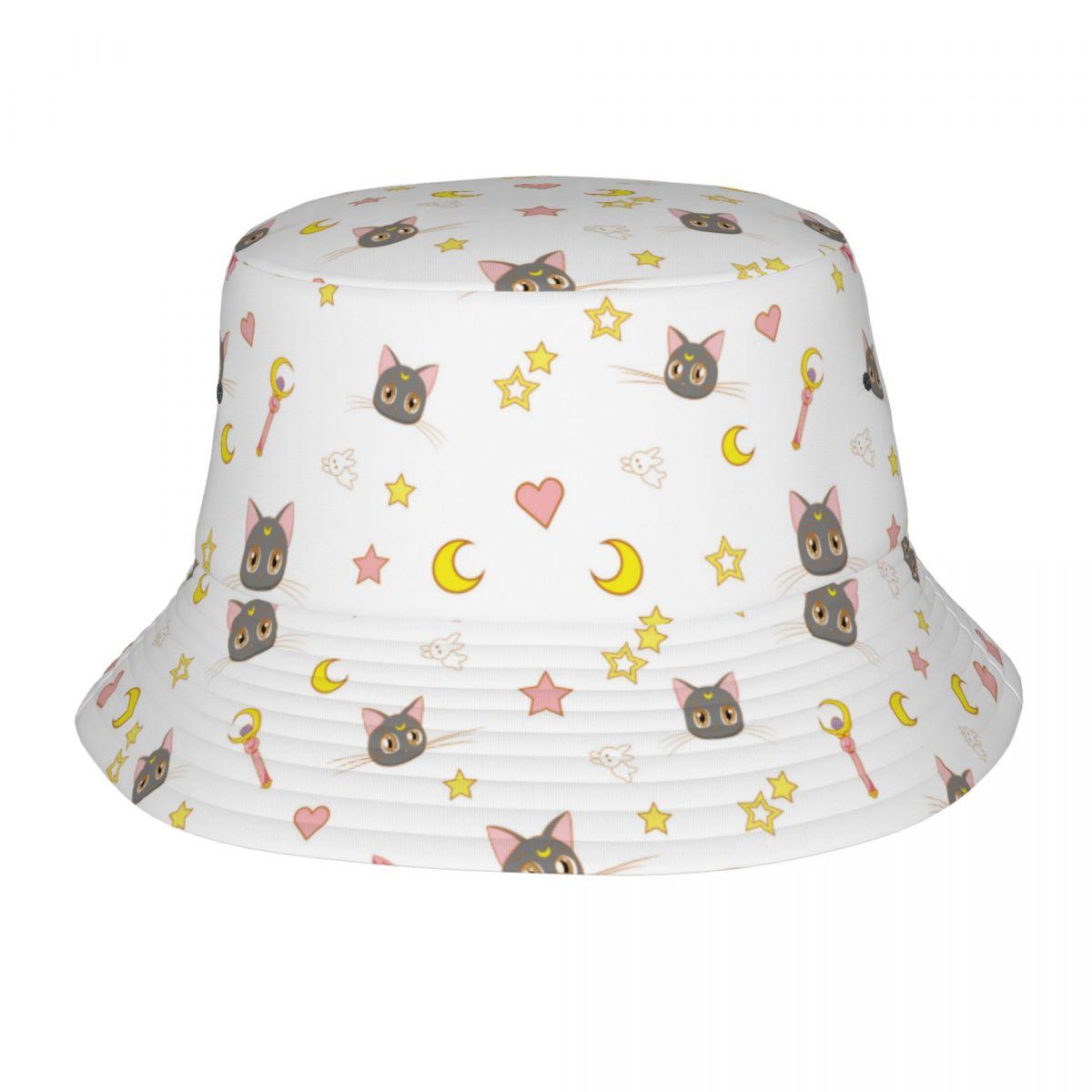 

Moon Girl Cats Stars Шляпа-ведро для женщин унисекс Летняя шляпа от солнца Стиль складной для кемпинга Рыбалка Рыбацкая кепка Дропшиппинг