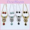 Vintage Water Drop Alloy Necklace And Earring Set For Boho Style Females