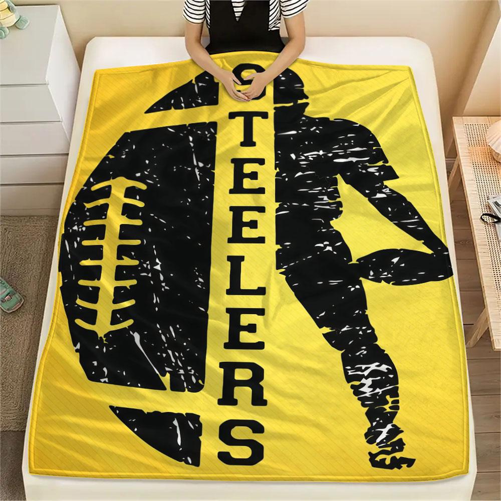 Pittsburgh Steelers Printed Flannel Blanket, soft throw for bedroom sofa, washable, fan merchandise, great gift.