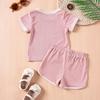 Boys Girls Ribbed Summer Outfit Set Toddler Short Sleeve T Shirt Shorts Children 2Pcs Clothes Sets Korean