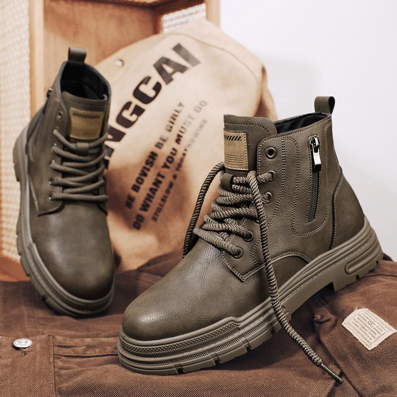 Autumn and Winter Men's Shoes High-top Martin Boots Men's Retro Tooling Boots Outdoor Fashion Locomotive Leather Boots