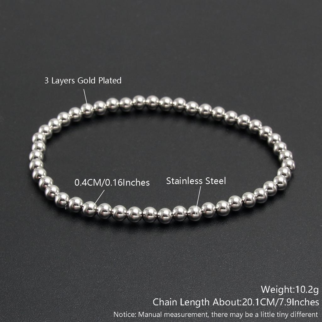 MHS.SUN Trend Stretch Stainless Steel Bracelets Gold Sliver Color 2MM 5MM 8MM Stacked Ball Beaded Bracelet For Women Men Jewelry
