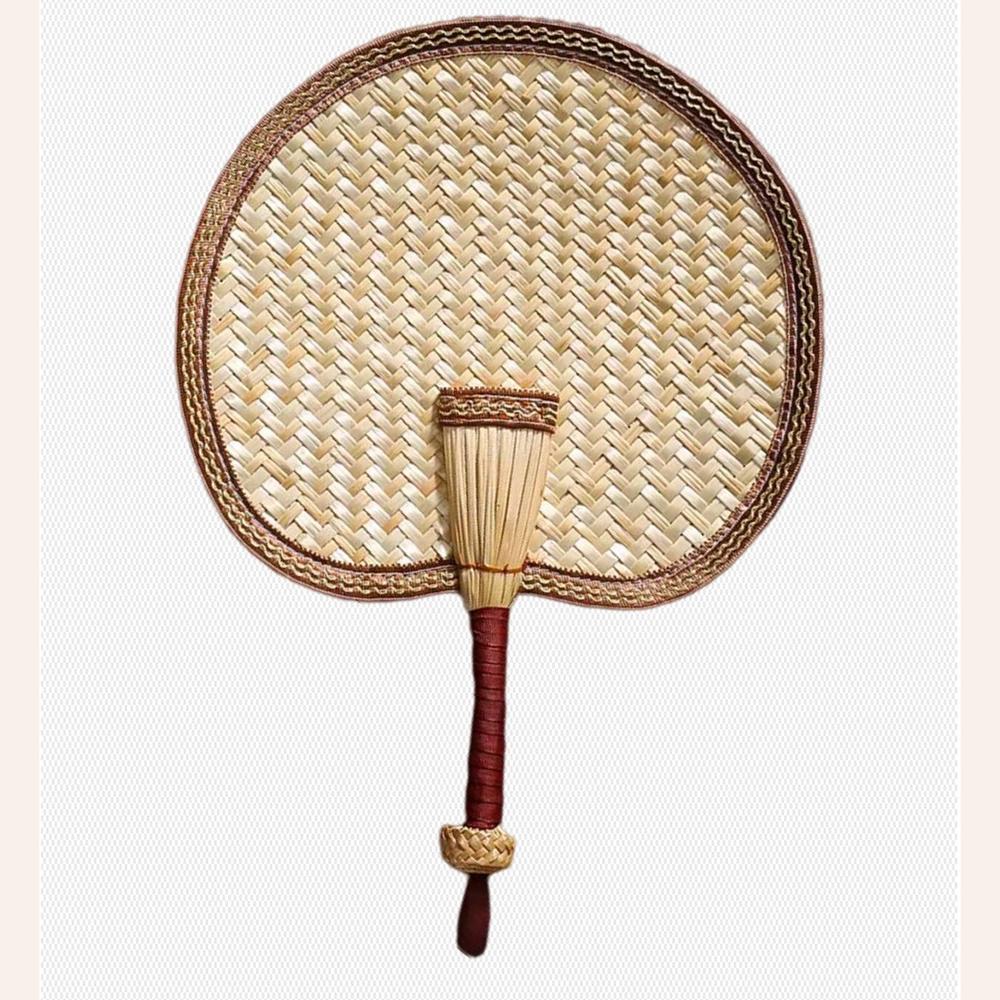 1pc Hand-Woven Woven Straw Hand Fan Old Summer Natural Environmentally Friendly Hand-Woven Fan Decorative Fan For Home Decor