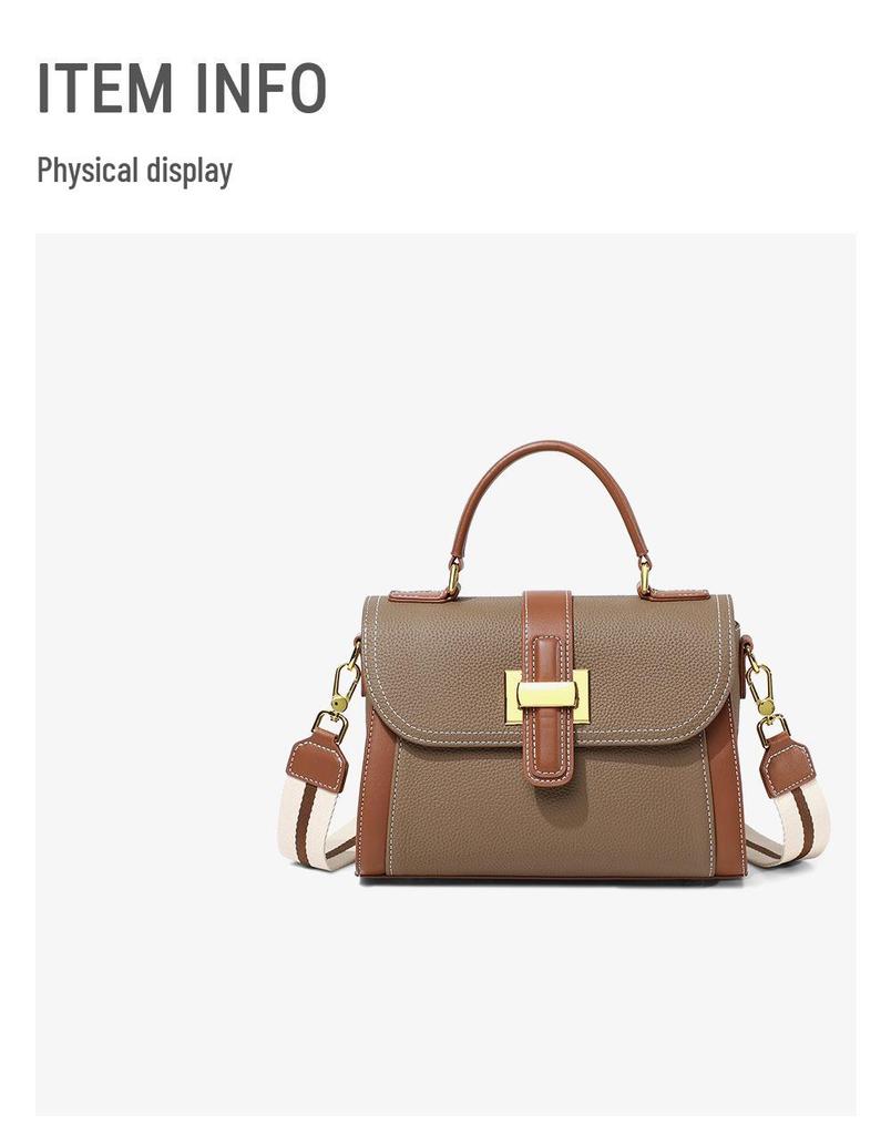 2025 Frühling/Sommer Farbblock Echtleder Damen Umhänge-Schultertasche