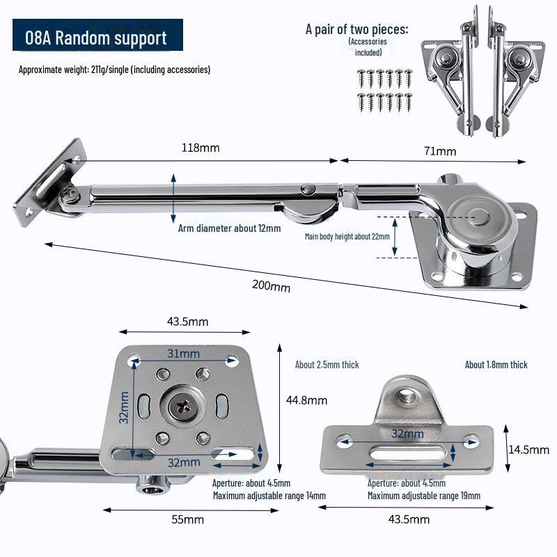 Adjustable Cabinet Door Support Rod with Japanese Oil Column Damping