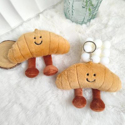 Mały Prezent Uroczy Kreskówkowy Croissant Pluszowy Wisiorek Miękka Lalka Chlebowa Breloczek Dekoracja do Plecaka Torby Ornament