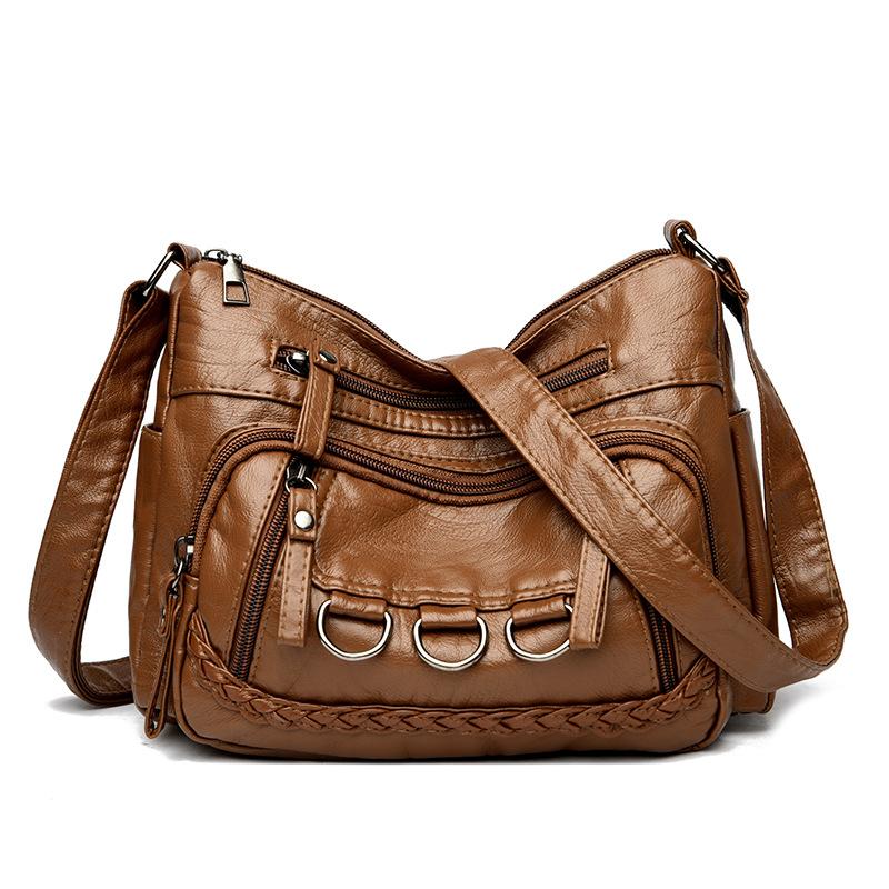 Dámská taška z měkké kůže Nová módní a všestranná Středního věku a starší matky Jedna taška Taška přes rameno Crossbody taška Ležérní cestovní batoh