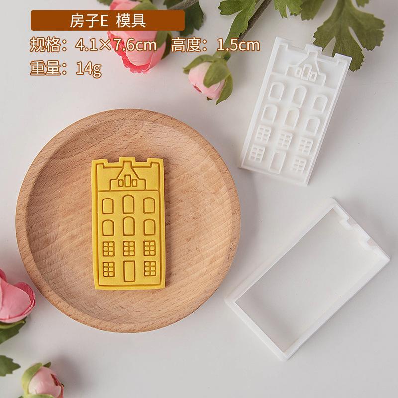 European Retro Architecture Cookie Cutters Amsterdam Buildings Shape DIY Biscuit Stamp Fondant Embosser Cake Decorating Tools