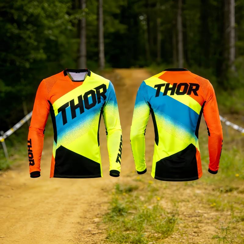 THOR Long Sleeve Mountain Bike Jersey Cycling Apparel Quick Dry Downhill Riding Shirt Men