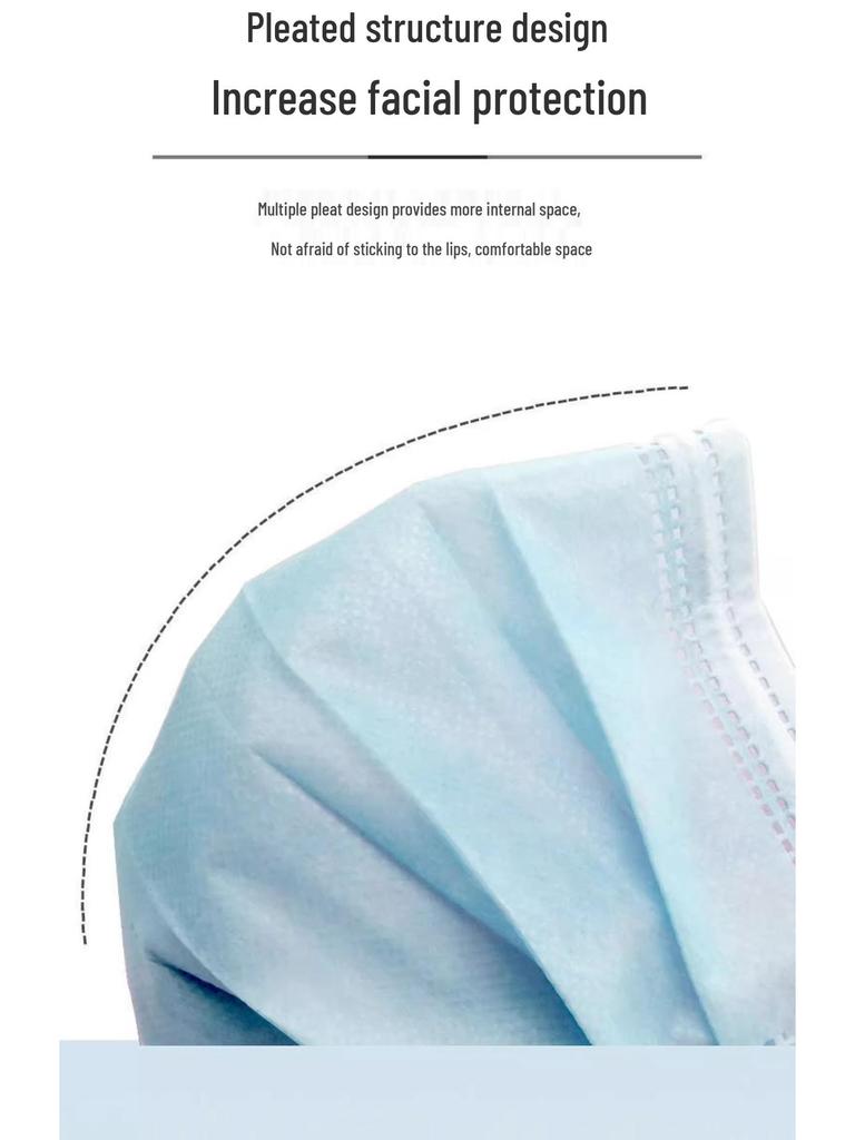 Breathable Blue Disposable Adult Anti-Smog Mask with Thick Three-Layer Meltblown Fabric